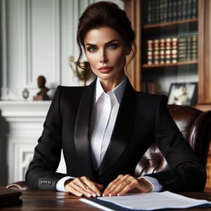 Confident Lady Boss in Professional Black Suit | Corporate Leadership