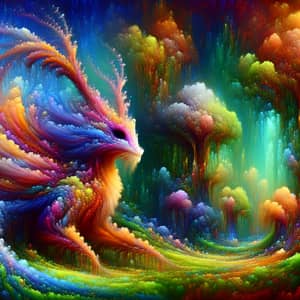 Graceful Mythical Creature in Vibrant Fantasy Forest | AI Art Generator ...