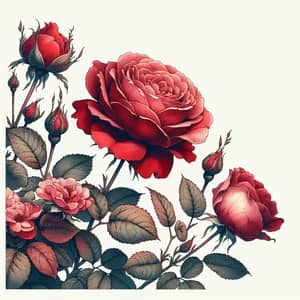 Vintage Watercolor Red Rose Illustration