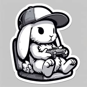 Cartoon White Rabbit Gaming Sticker with Cap