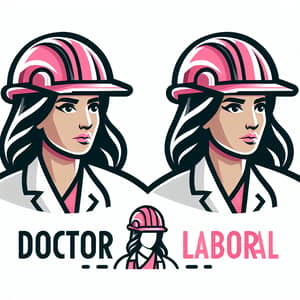 Professional Female Doctor Logo with Pink Construction Helmet | Doctor Laboral