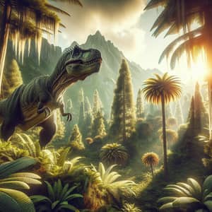 Prehistoric T-Rex Dominating Lush Foliage Scene