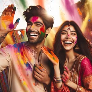 Festive Holi Portrait with Colorful Cultural Celebration