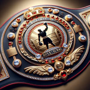 Championship Boxing Belt: Navy Blue & Blood Red Trim - Lucero's Boxing Tournament King