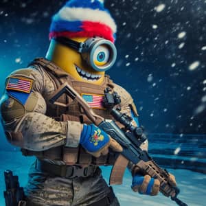 Russian Patriotic Minion Inspired Character in Winter Military Operation