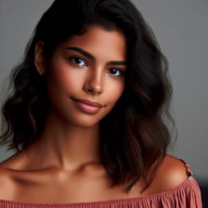 Hispanic Woman with Dark Brown Skin Tone Portrait