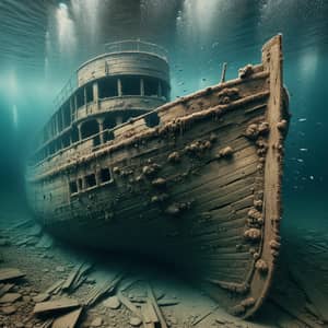 Mysterious Sunken Ship in Clear Water
