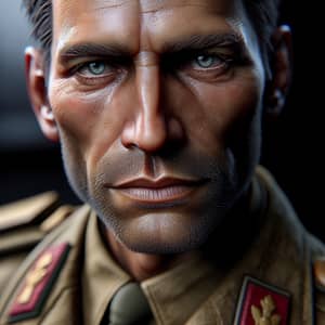 Hyper-Realistic Portrait of Determined Military Officer