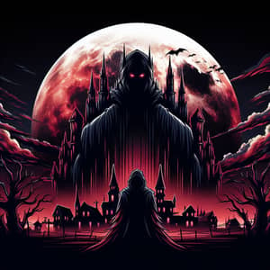 Dark Fantasy Castle & Blood Moon | Haunting Scene
