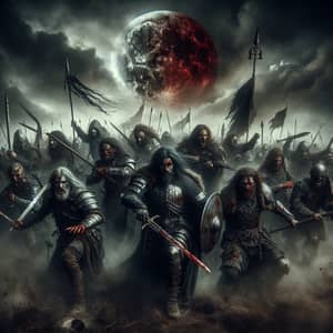 Dark Fantasy Battle Scene | Blood Moon Spectacle