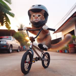 Cat Riding BMX Bike - Fun Feline on Two Wheels
