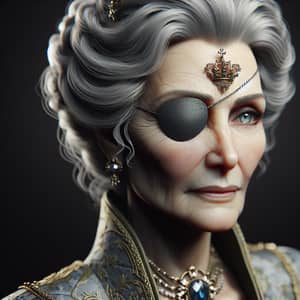 Regal Princess with Eyepatch: Graceful and Majestic Portrait