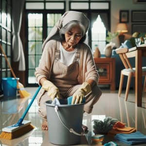South Asian Housewife Cleaning Home with Diligence | House Cleaning Services