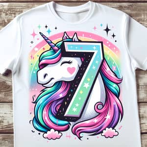 Unicorn T-Shirt with Number 7 - Trendy Apparel