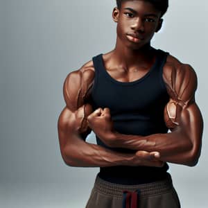 Muscular African Boy | 15-year-old Shirtless Flexing Biceps