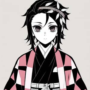 Kimono Dress with Pink and Black Patterns | Inspired Character