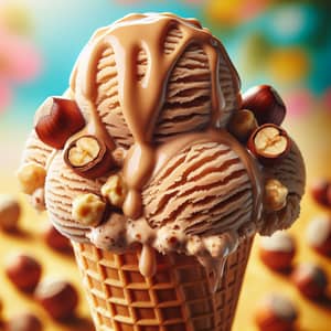 Hazelnut Ice Cream in Crisp Waffle Cone
