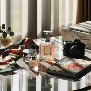 Luxury Products Display on Marble Table