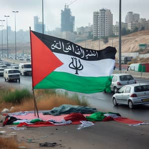 Palestinian Flag Displayed on Roadside
