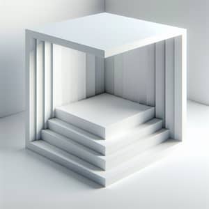 White Box Interior with 3D Corner Illustrations
