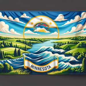 Modern Minnesota State Flag Design with Sky, Land, and Water Elements