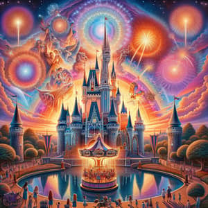 Magical Walt Disney World Painting - Cinderella's Castle Sunset Scene