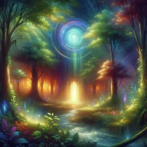 Enchanting Mystical Forest with Glowing Portal - Digital Painting