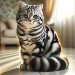 Beautiful Domestic Short-Haired Tabby Cat with Green Eyes