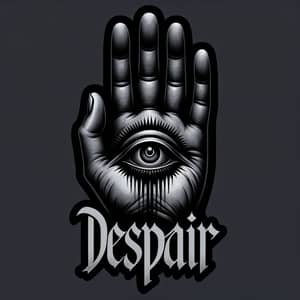 Dark Logo Design: Hand with Despair Text and Eye