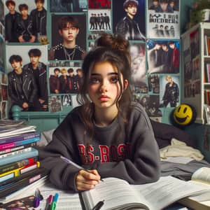 Teen BTS Fan Hispanic Girl: Struggling Student Lifestyle