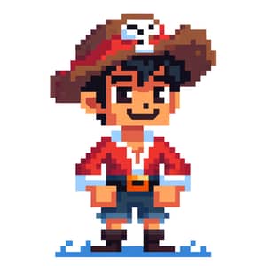 PIXEL ART about Luffy, one piece
