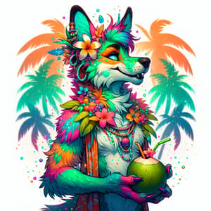 Vibrant Furry Art with Tropical Sparkledogs | Imaginative Illustration