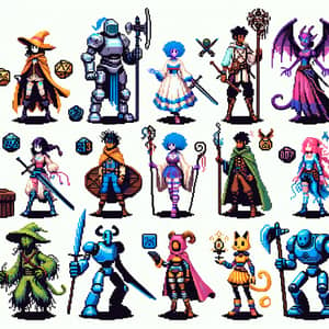 Pixel-Art Dungeons & Dragons Cyberpunk Characters