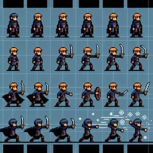 D&D Pixel Art Character Sprite Sheet: Actions, Movement, and Idle Views