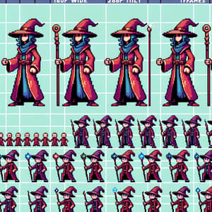 Pixel Art Game Sprite Sheet for Magus Characters - 160x288 px