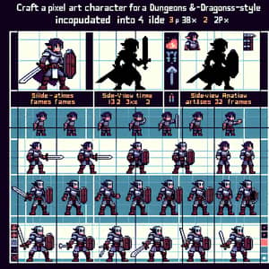 Pixel Art Character Sprite Sheet for Dungeons and Dragons Game