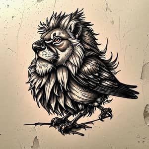 Sparrow Lion Tattoo Design | Unique Old School Style
