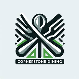 Cornerstone Dining Logo: Black, Green, Silver