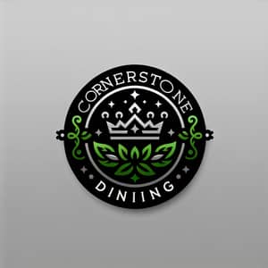 Cornerstone Dining Logo with Black, Green, and Silver Crowns