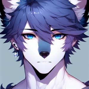 Male Fox Demi-Human with Blue and Purple Fur