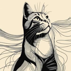 Minimalist Cat Illustration - Elegant Black Lines Artwork