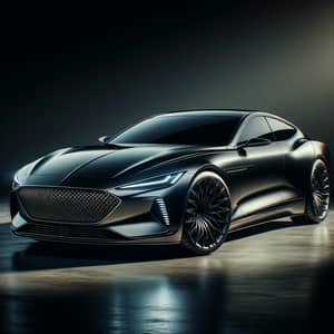 Sleek Metallic Black Automobile with Futuristic Design
