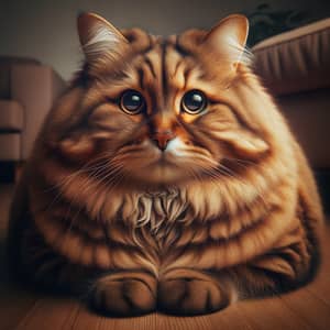 Majestic Overweight Cat with Warm Fur Colors