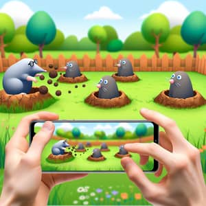AR Mole Hunting Game in Virtual Reality Garden