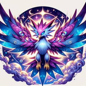 Flying/Astral Type Pokémon with Blue Eyes and Purple Aura
