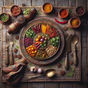 Colorful Dum Pukht Dish on Rustic Table | Traditional Cuisine