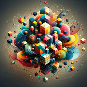 Colorful Interconnected Geometric Shapes