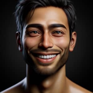 Hyper-Realistic Portrait of Smiling South Asian Individual