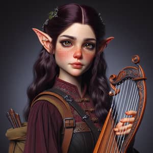 Female Halfling Character with Elvish Influence | Red Hair & Lyre