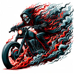 Aggressive Spectral Figure Motorcycle Illustration | Comic Style Artwork